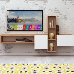 Zwevend Tv-meubel Kumkuat Naturel/Wit 160cm