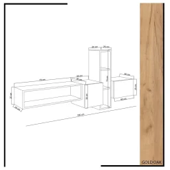 Zwevend Tv-meubel Kumkuat Naturel/Wit 160cm