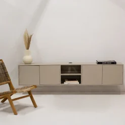 Zwevend Tv-meubel Loiza Taupe 200cm 4-deurs - Giga Meubel