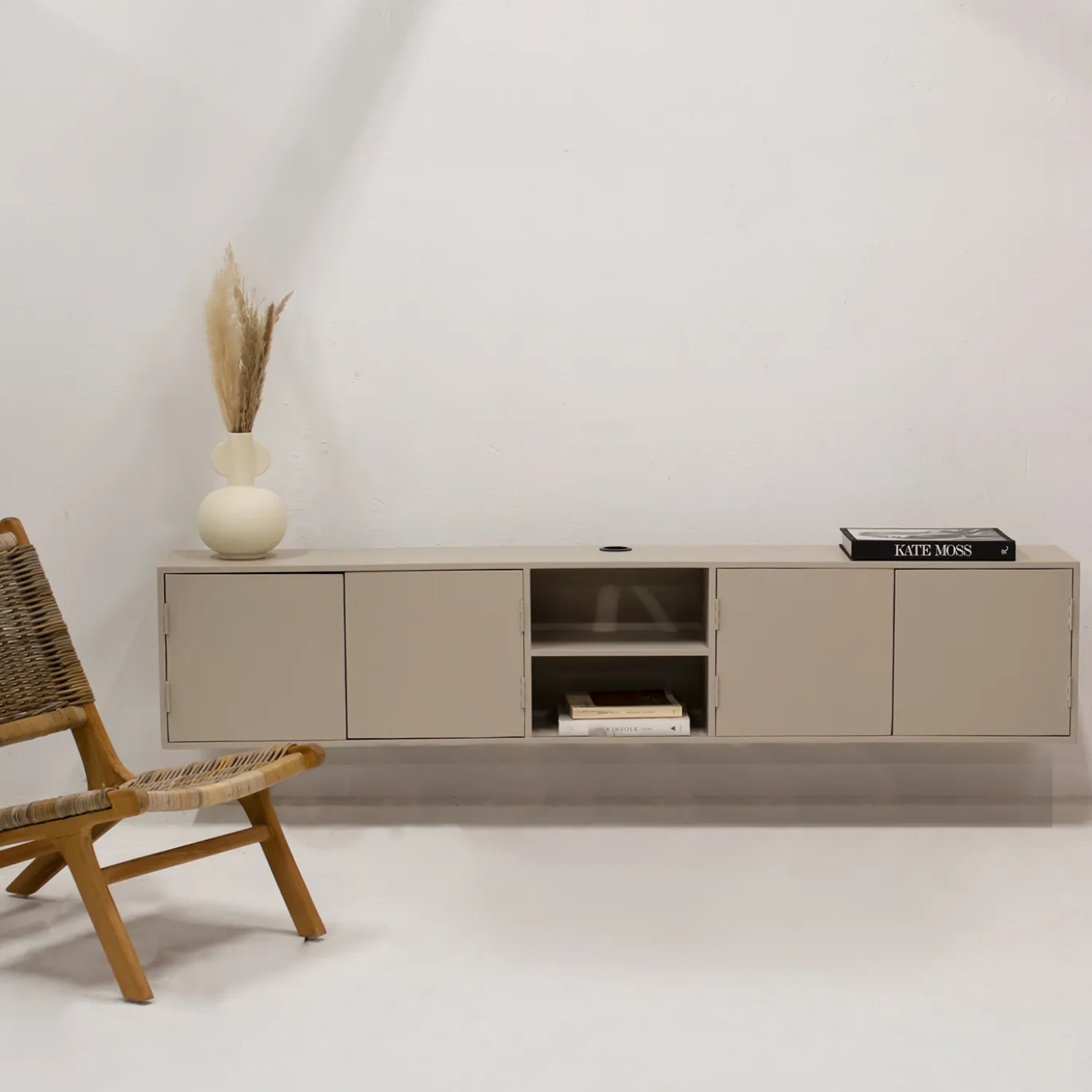 Zwevend Tv-meubel Loiza Taupe 200cm 4-deurs - Giga Meubel