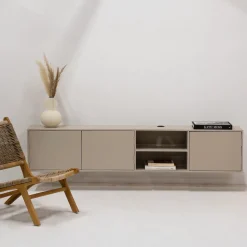 Zwevend Tv-meubel Loiza Taupe 200cm 3-deurs - Giga Meubel