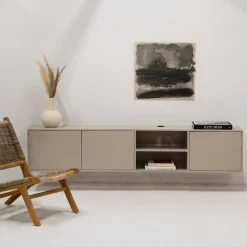 Zwevend Tv-meubel Loiza Taupe 200cm 3-deurs - Giga Meubel