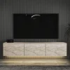Zwevend Tv-meubel Neon Illuminated Travertinlook 160cm