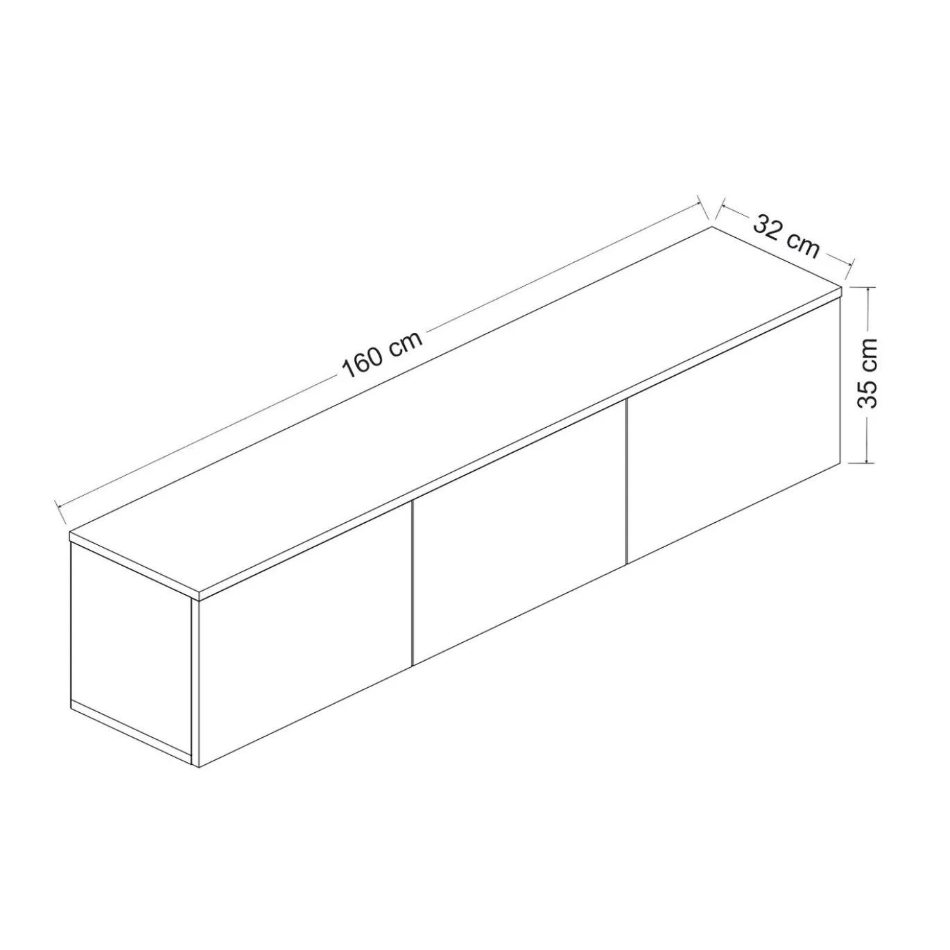 Zwevend Tv-meubel Neon Wit 160cm