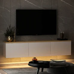 Zwevend Tv-meubel Neon Wit 160cm