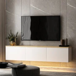 Zwevend Tv-meubel Neon Wit 160cm
