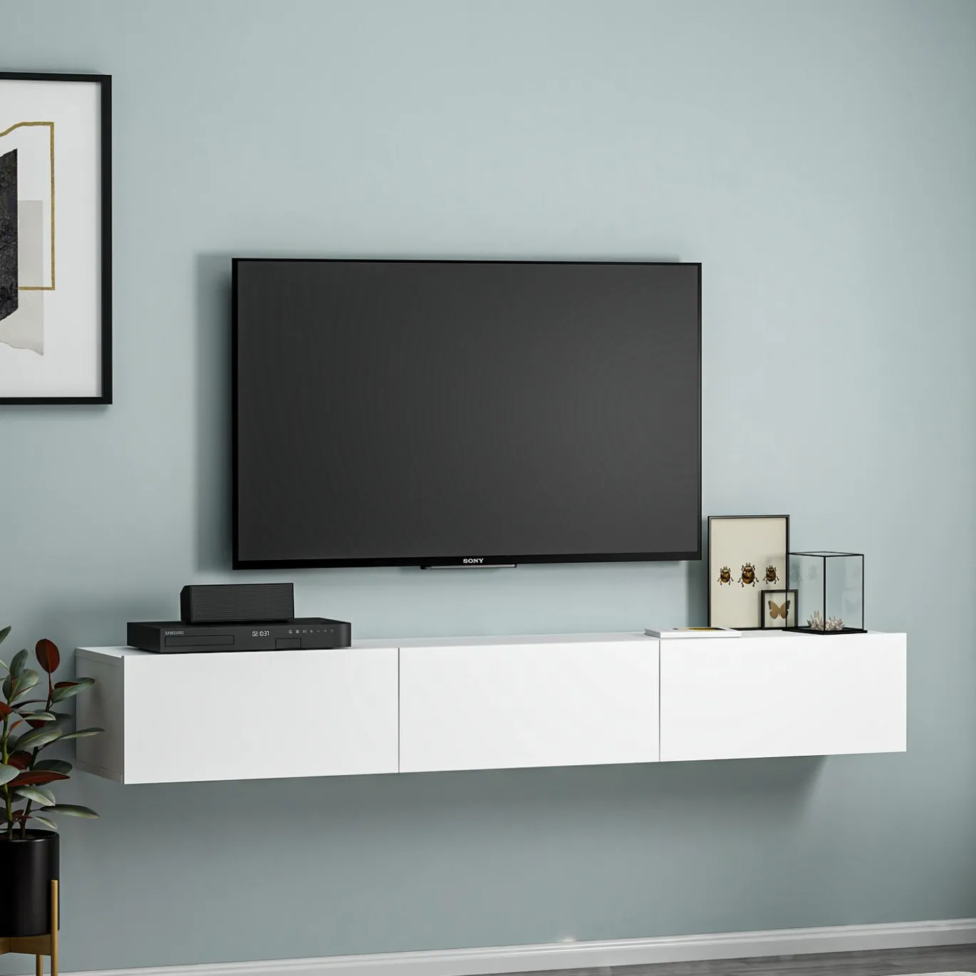 Zwevend Tv-meubel Terra Wit 180cm