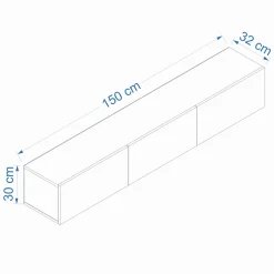 Zwevend Tv-meubel West Wit/Naturel 150cm