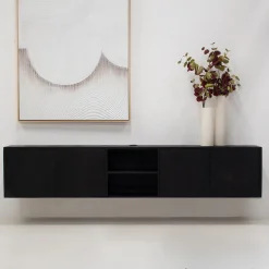 Zwevend Tv-meubel Zen Zwart 200cm 4-deurs - Giga Meubel