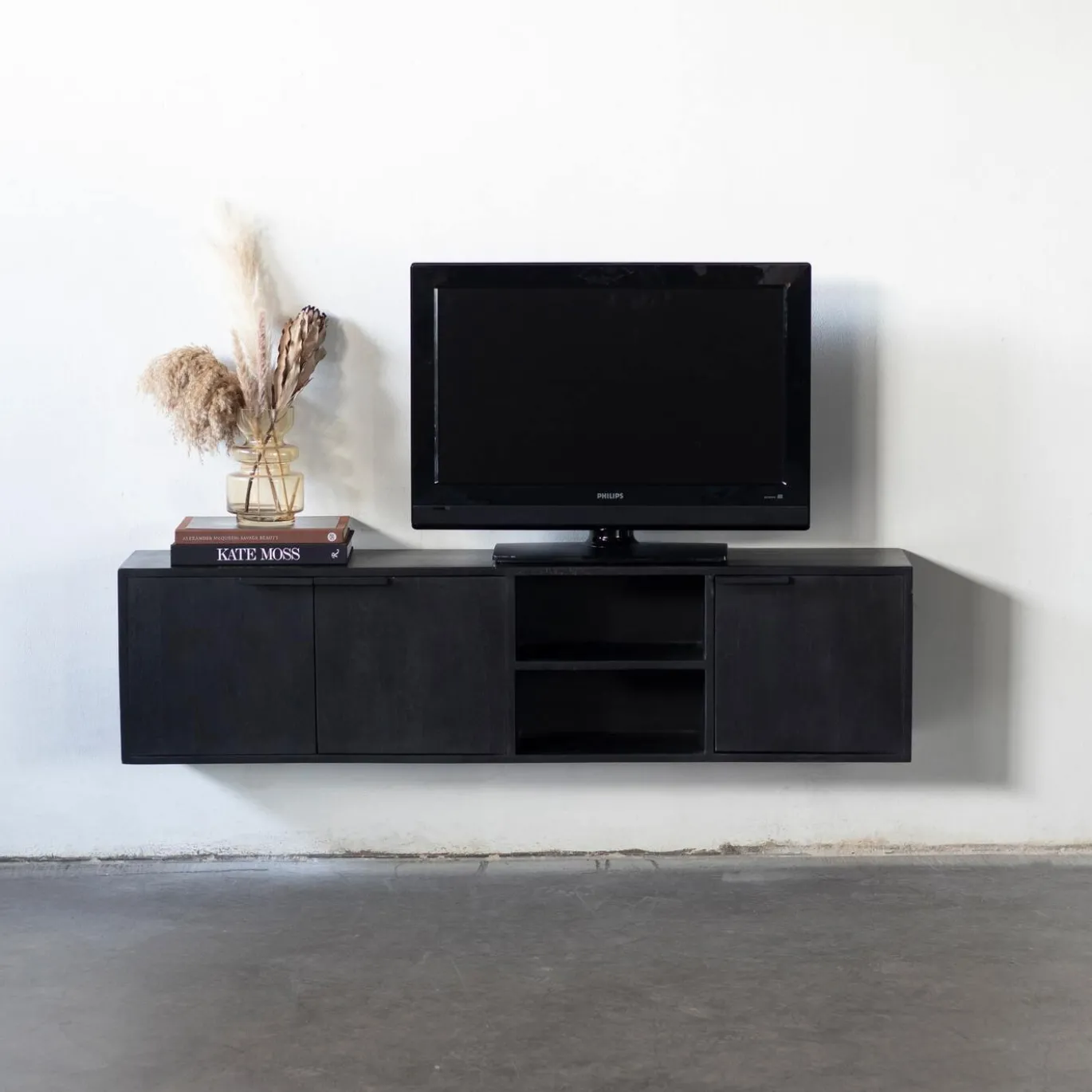 Zwevend Tv-meubel Zen Zwart 160cm - Giga Meubel